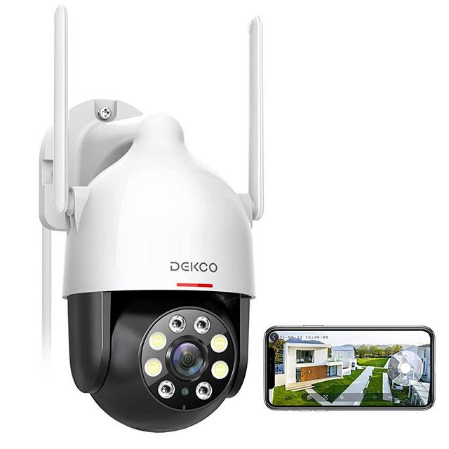 Security Camera Outdoor/Home, DEKCO WiFi Outdoor Security Cameras Pan-Tilt 360° View, 1080P Dome Surveillance Cameras with Motion Detection and Siren, 2-Way Audio,Full Color Night Vision, Waterproof