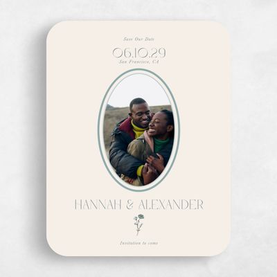Beige Rounded Wedding Save the Date - Marlowe Photo