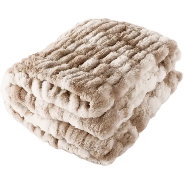 Lavish Home 60x80-Inch Faux Fur Blanket, Taupe