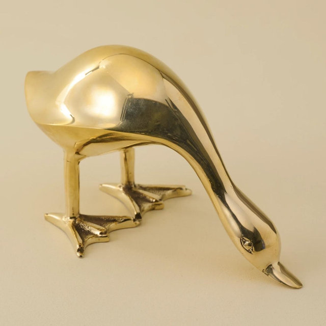 Antique Inspired Solid Brass Duck - Grazing