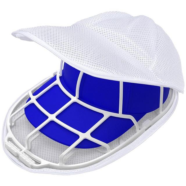 Hat Washer Cage for Washing Machine - Baseball Cap Cleaner Holder, Ball Cap Washing, Dishwasher Safe, Perfect for Cleaning and Protecting Hats in Washer/Dishwasher (White 1 Pack with Mesh Bag)
