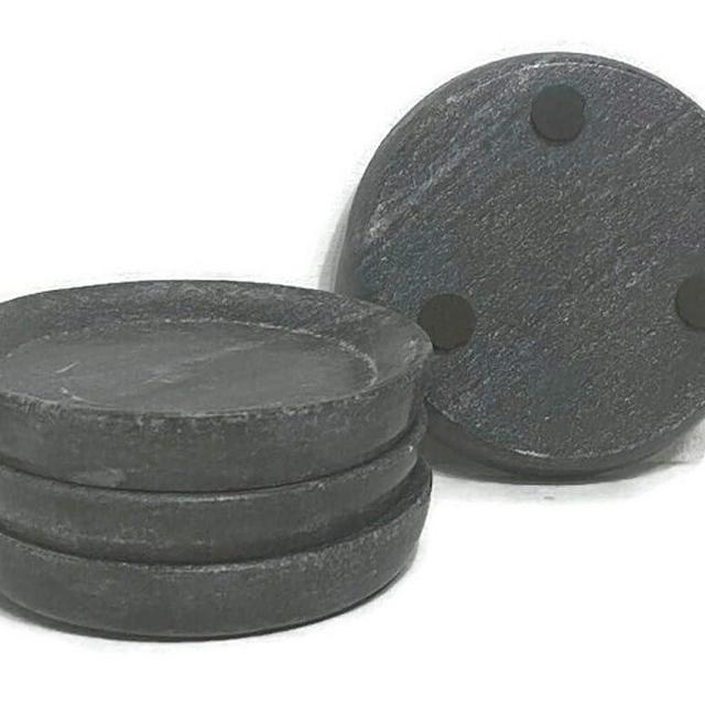 Real Marble Coasters for Drinks – Dark Grey Set of 4 – Extra Wide with Raised Edges - Rustic, Natural, Matte Finish – Coffee Table, Home Decor Accent, Bar Accessories - Living Room, Dining Room