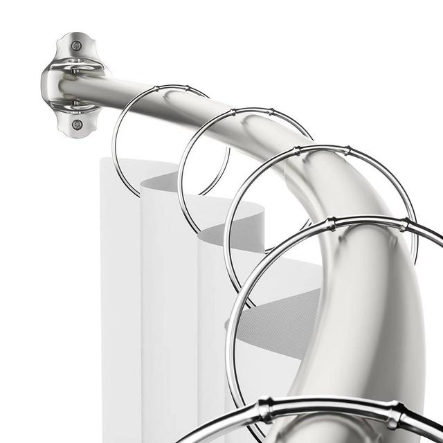 Mcrbeay Curved Shower Curtain Rod, Adjustable 40-72 inches Extra Wide Curved Shower Rods for Bathroom, Rust proof Shower Rod, Stainless Steel Curved Curtain Rod for Shower, Bathtub, Brushed Nickel