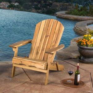 Hayden Natural Stained Reclining Wood Adirondack Chair with Footrest