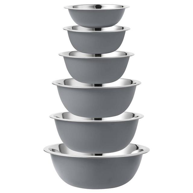 COOK WITH COLOR Stainless Steel Mixing Bowls - 6 Piece Stainless Steel Nesting Bowls Set includes 6 Prep Bowl and Mixing Bowls (Grey)