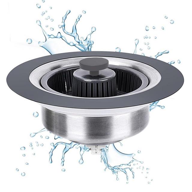 Kitchen Sink Drain Strainer Stopper 3 in 1 Stainless Steel Pop Up Kitchen Sink Stopper Anti-Clogging Kitchen Sink Strainer Basket Filter
