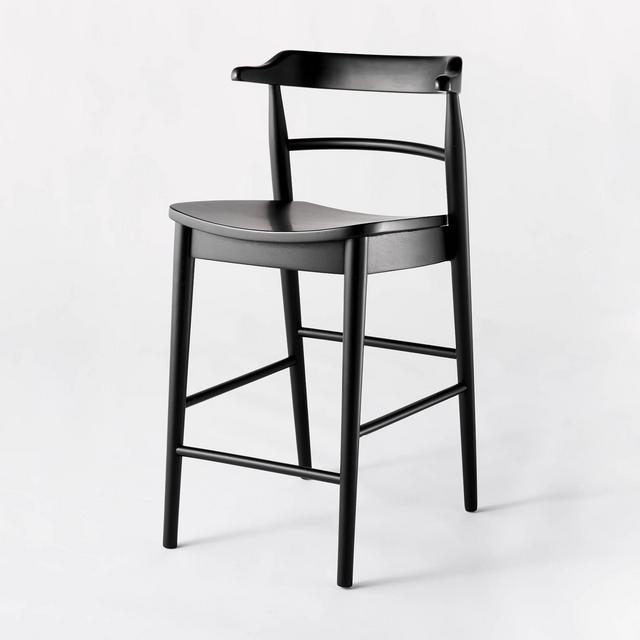 Kaysville Curved Back Wood Counter Height Barstool Black - Threshold™ designed with Studio McGee