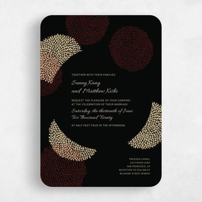 Black Rounded Wedding Invitation - Mikasa Bloom