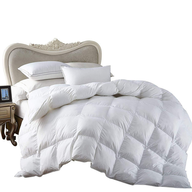 Egyptian Bedding All-Season King Size Luxury Siberian Goose Down Comforter Duvet Insert 750FP 1200 Thread Count 100% Egyptian Cotton (King, White Solid)