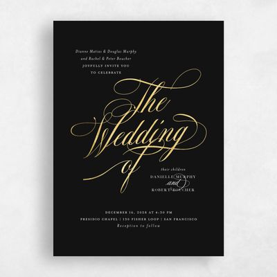 Black Wedding Invitation - Clifton Portrait Foil