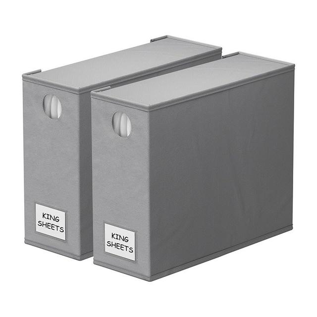 SpaceAid 2 Pack Bed Sheet Organizers and Storage, Foldable Sheet Organizer for Linen Closet, Sheets Set Folder Keeper with Window XL (Queen & King Size) Organizing Bedding Container (Gray, 2 Pack)