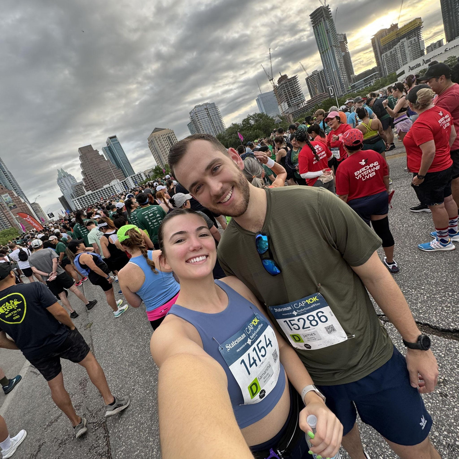 Sam convinced James to run a 10k with her in April 2024