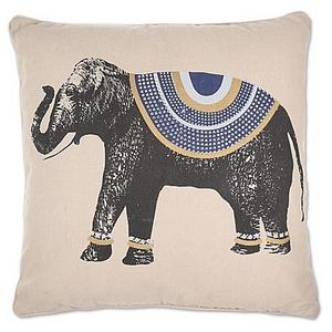 Ezra the Elephant 20-Inch by 20-Inch Feather Filled Decorative Pillow in Indigo