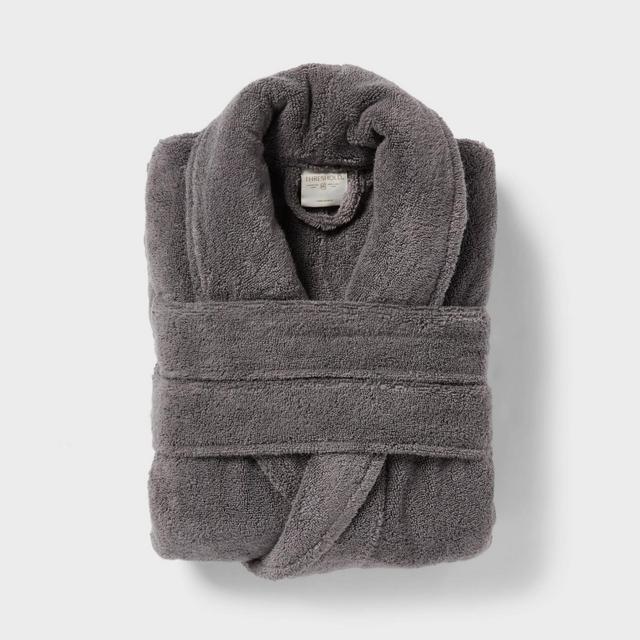 L/XL Spa Plush Bath Robe Dark Gray - Threshold™