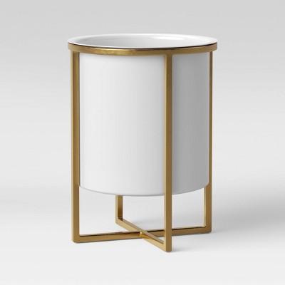 9" Iron Planter With Brass Stand White - Project 62™