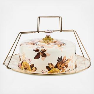 Wild Rose White Stainless Steel Cake Carrier