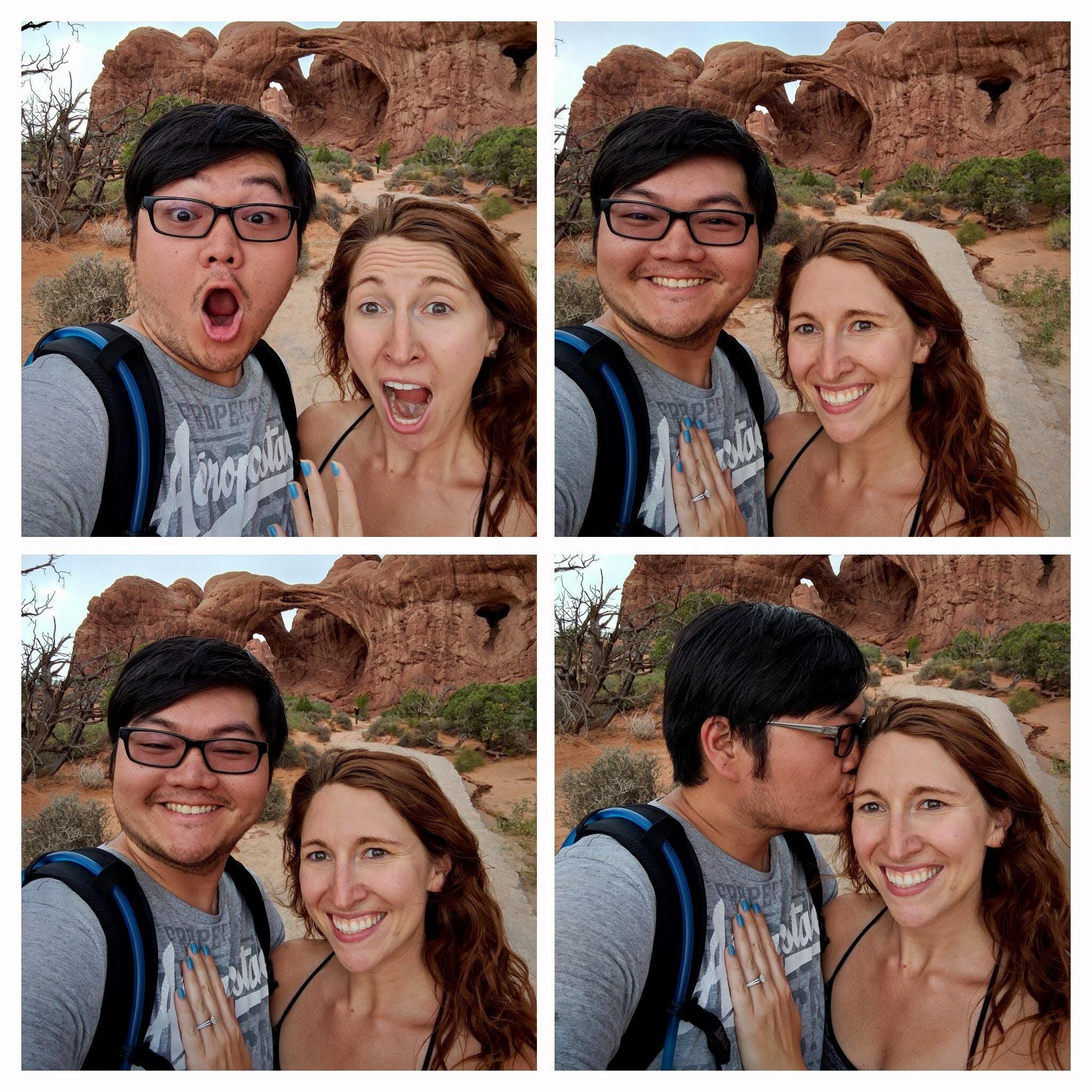 Andrew proposed during a gorgeous and sweaty hike in Arches National Park