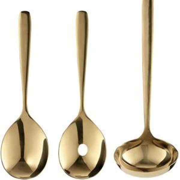 TILLAGD 3-piece serving utensil set - brass color