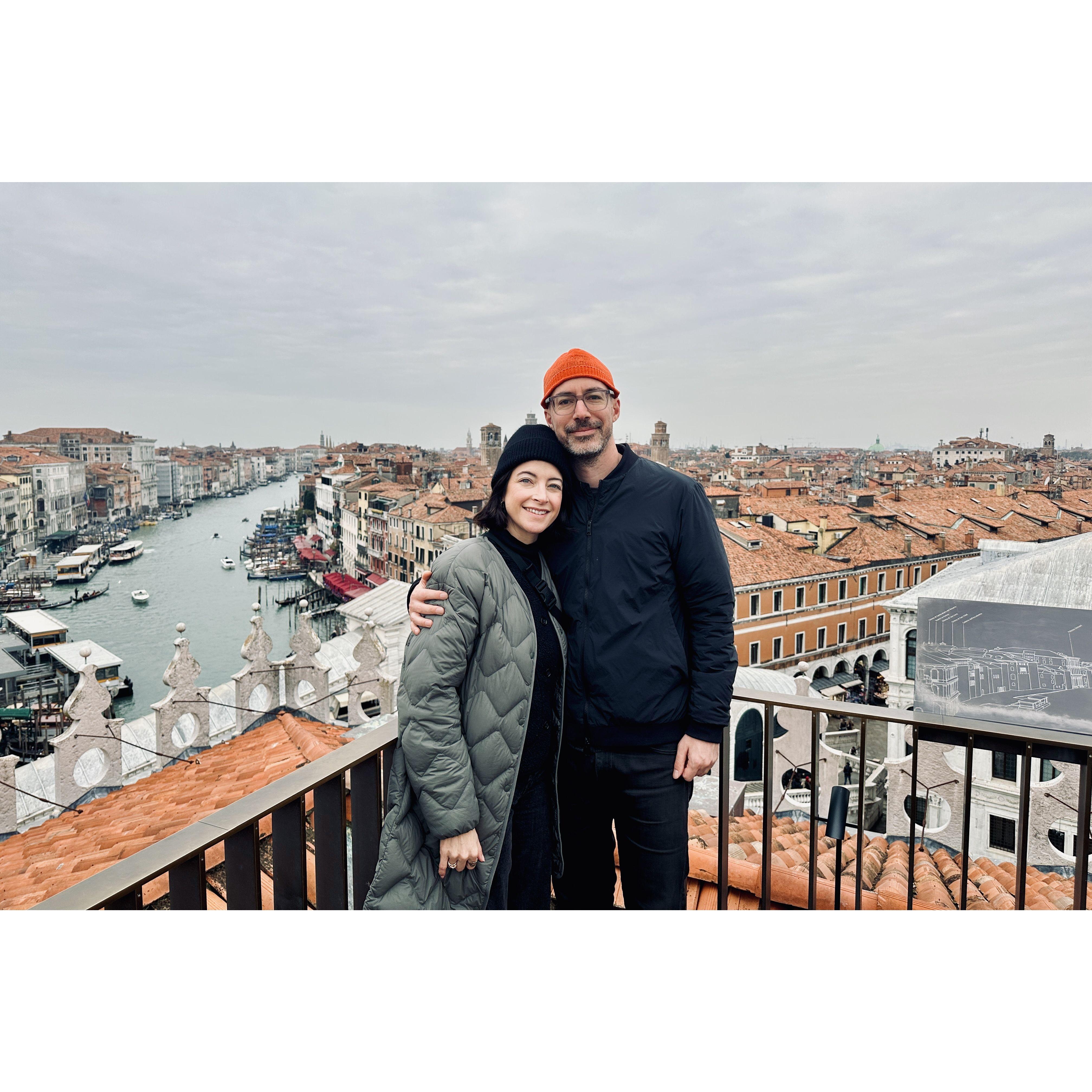 Our hotel gave us free tickets to go on the roof of this fancy shopping mall. Highest view in all of Venice!