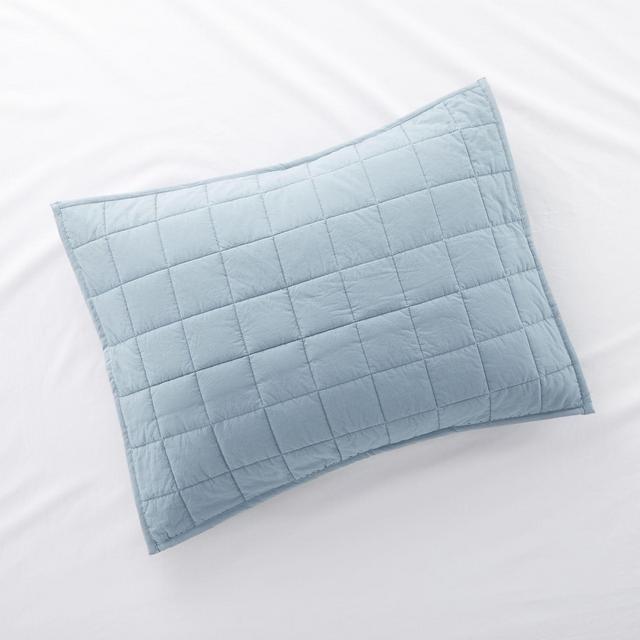 Mellow Sky Blue Cotton Standard Quilted Sham