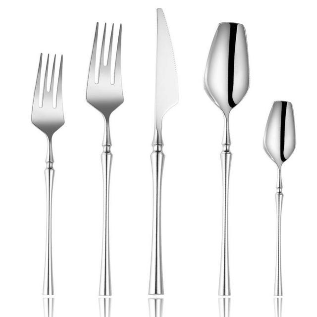 Lemeya 20-Piece 18/10 Stainless Steel Silverware Set Luxury Flatware Cutlery Set Service for 4 Include Knife Fork Spoon Mirror Polished Dishwasher Safe (Silver 20 Piece Set)