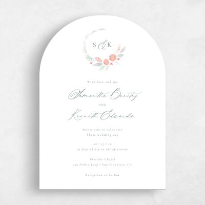 White Arch Wedding Invitation - Arlington Portrait