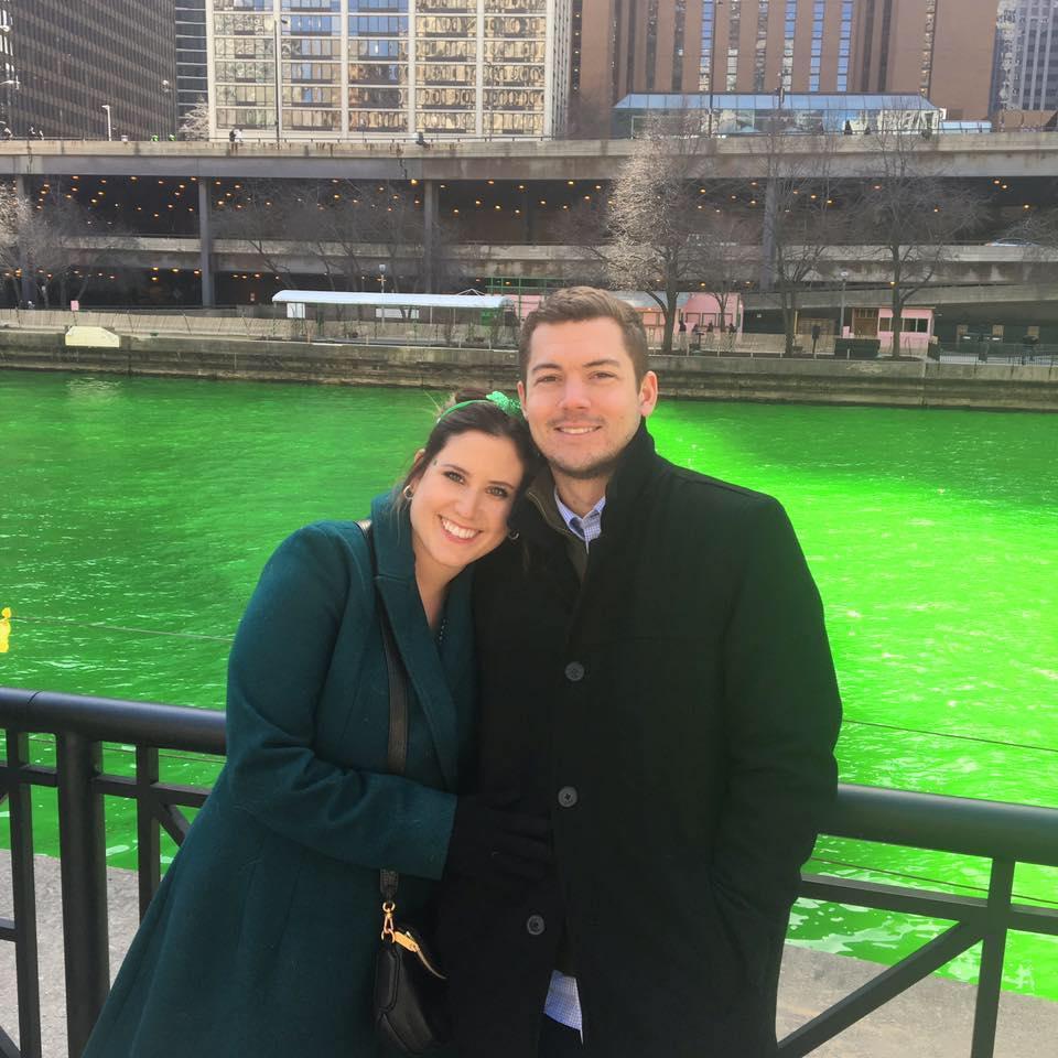 Scott embracing his Irish heritage on the Chicago River