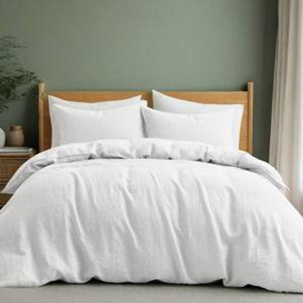Peace Nest Linen Cotton Blend Duvet Cover Set 3 Piece Bedding Set with Pillow Shams