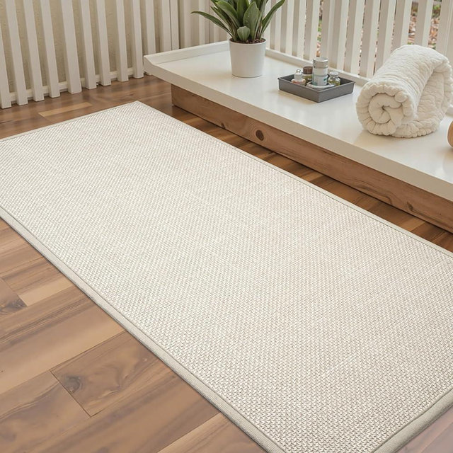 AevitasX Large Bathroom Rugs Runner Non Slip Bath Mat 17" x 47", Quick Dry Bath Mat, Machine Washable Bathroom Rugs, Beige, Thin Bath Mat