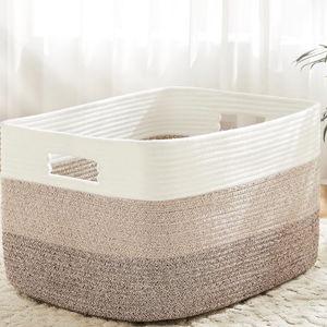 Blanket Basket,Rectangle Woven Baskets for Storage,65L Laundry Basket for Decorative Nursery Blanket,Toys,Dirty Clothes and Magazine in Shelves,Baby Room,and Living Room