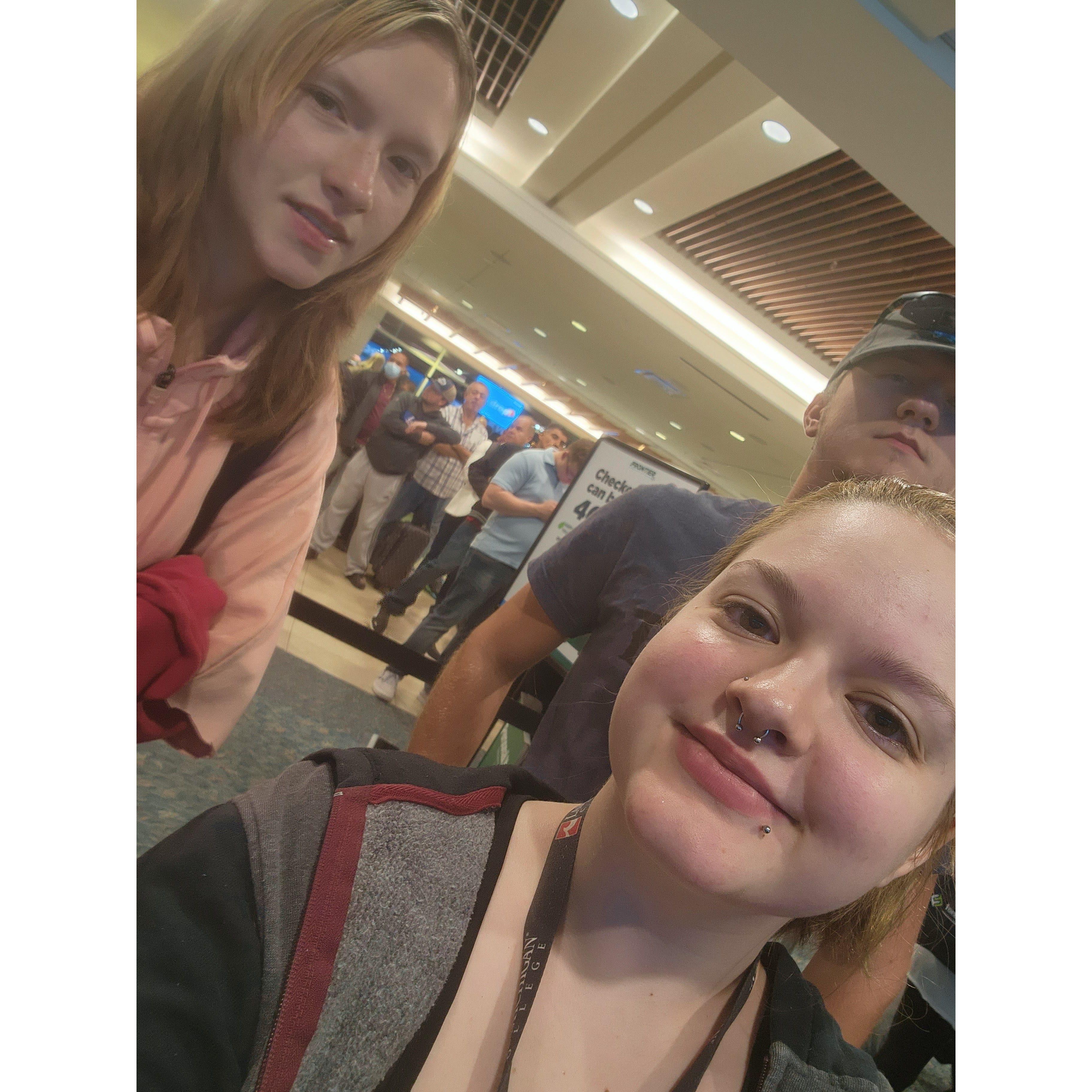 When we took Brianna to the airport extremely early in the morning. This was taken before Elana and Bree left Gage for the security line and gate