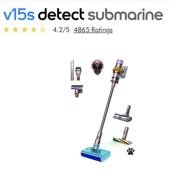 Dyson V15s Detect Submarine™ wet and dry vacuum cleaner (Yellow/Nickel) | Dyson
