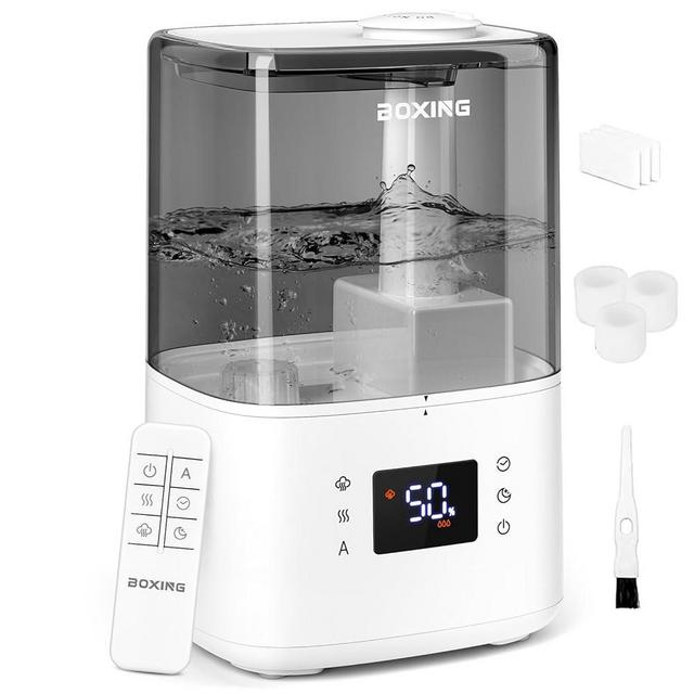 BOXING Warm and Cool Mist Humidifiers for Bedroom Large Room Home, Air Humidifier with Remote, Top Fill Ultrasonic Diffuser Humidifier with humidistat,Quiet Sleep Bedside Nightstand,Timer,Filter,4.5L