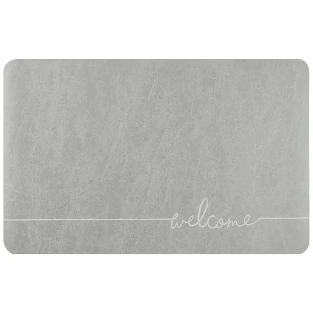 Unique Bargains Absorbent Quick Drying Non-Slip Rubber Backed Bath Mat 1 Pc Grey Welcome-2 18" x 28"