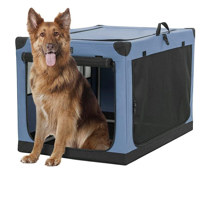 Petsfit Dog Crates for Large Dogs, 39.5" L x 25" W x 25" H Adjustable Fabric Cover by Spiral Iron Pipe, Strengthen Sewing Fabric Dog Crate 3 Door Design
