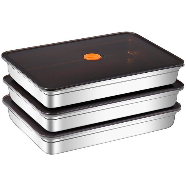 Stainless Steel Food Storage Containers with Airtight Lids, 3 Pack Leakproof Meal Prep Containers, Reusable Bento Boxes for Food, Dishwasher & Freezer Safe Containers for Fruits, Snacks, Leftovers