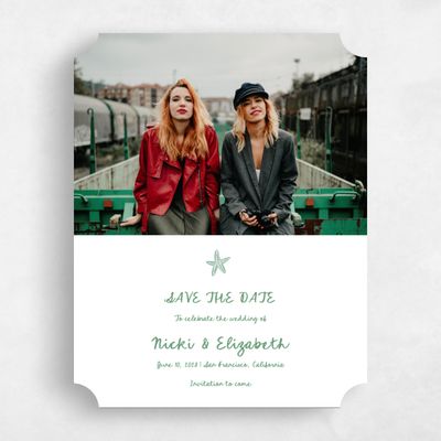 Green Ticket Wedding Save the Date - Tenger Photo