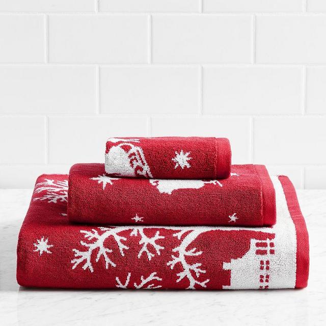Cardinal/Ivory Sleigh Bell Jacquard Washcloth