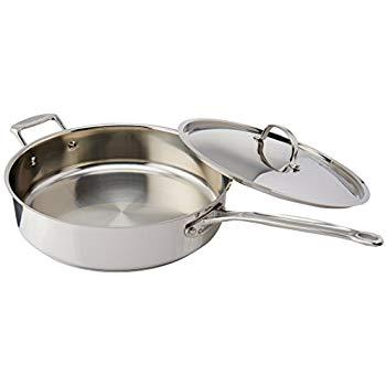 Tramontina 80116/018DS Gourmet Stainless Steel Induction-Ready Tri-Ply Clad Covered Deep Saute Pan, 5-Quart, NSF-Certified, Made in Brazil
