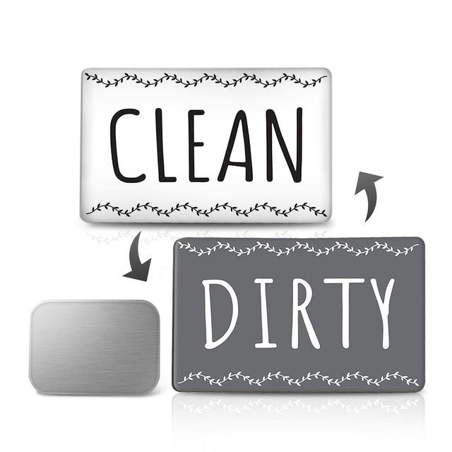 Dishwasher Magnet Clean Dirty Sign Indicator, Double Sided Dishwasher Magnet Flip - Includes Bonus Magnetic Metal Plate for Non Magnetic Dishwashers