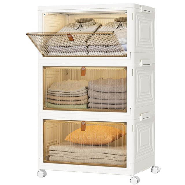 HOMIDEC Closet Organizers and Storage 70Qt 3 Pack Stackable Storage Bins with 3 Lids Closet Organizer Boxes for Clothes Foldable Storage Box for Clothes/Toys/Office Supplies/Snacks(23Qt X 3)