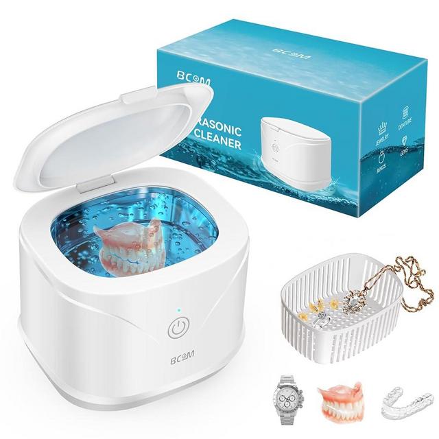 Jewelry Cleaner Ultrasonic Machine, BCOM 46kHz Professional Portable Ultrasonic Retainer Cleaner for Dentures, Mouth Guard, Dental Retainer, Watch, Ring, Ultrasonic Jewelry Cleaner - Household Use