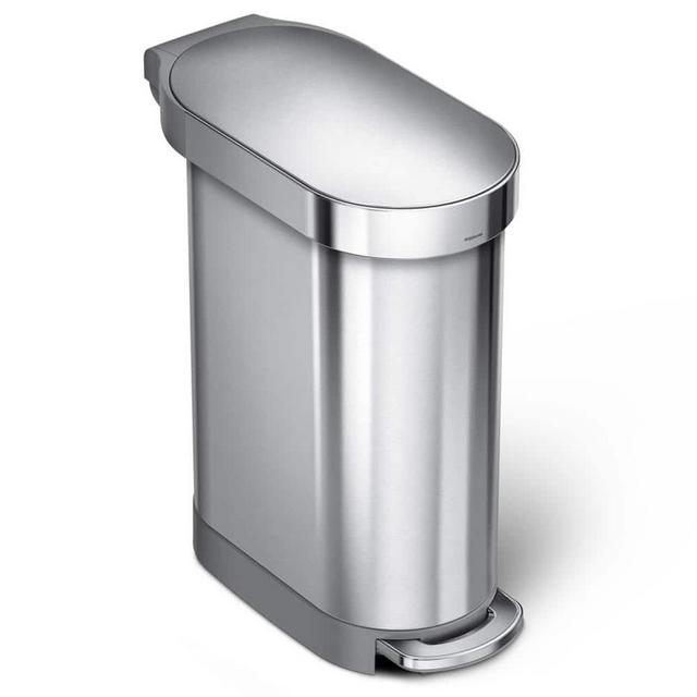 45-Liter Fingerprint-Proof Brushed Stainless Steel Slim Step-On Trash Can