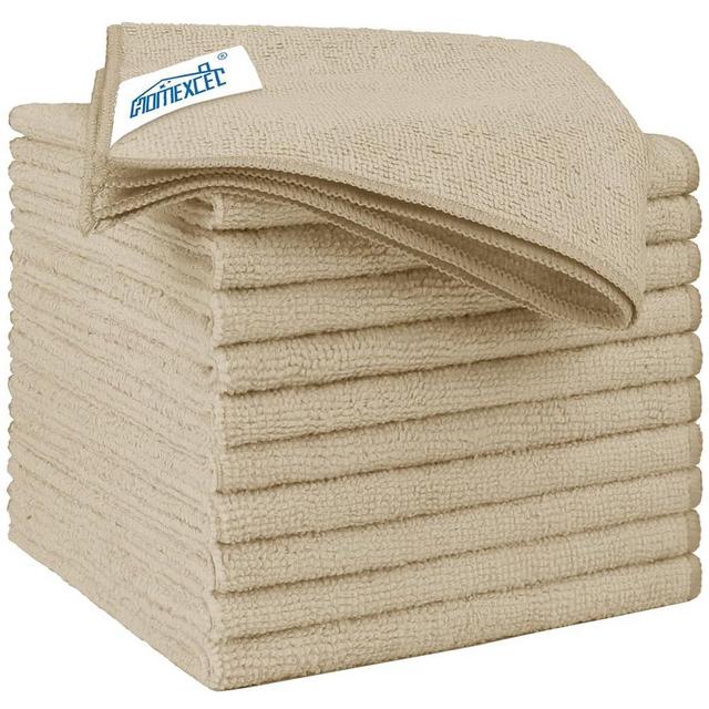HOMEXCEL Brown Microfiber Cleaning Cloths 12 Pack, 12.5 x 12.5 inch Microfiber Towel for Cars, Ultra Absorbent Car Washing Cloth, Lint Free Streak Free Cleaning Rags for Car, Kitchen, and Window