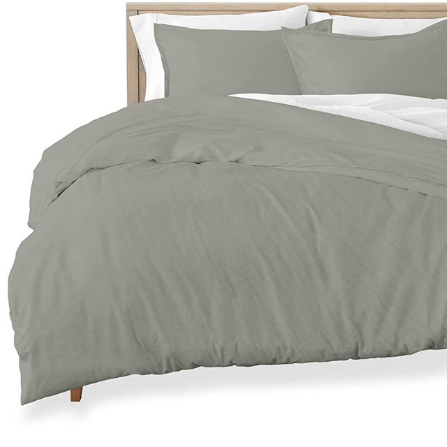 Bare Home Sandwashed Duvet Cover King/Cal King Size - Premium 1800 Collection Duvet Set - Cooling Duvet Cover - Super Soft Duvet Covers (King/Cal King, Sandwashed Frost Grey)