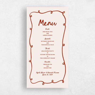 Dark Red Wedding Menu - Fairuza