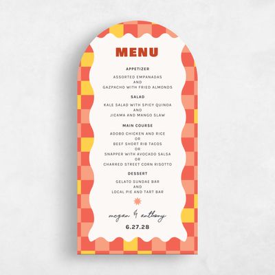 Pink Arch Wedding Menu - Vibrante
