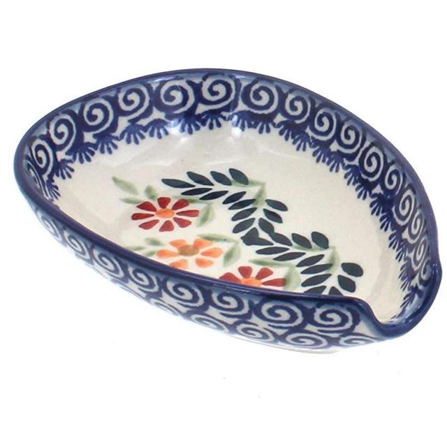 Blue Rose Polish Pottery Garden Bouquet Small Spoon Rest