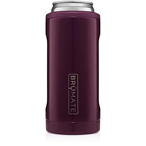 BrüMate Hopsulator Slim Double-walled Stainless Steel Insulated Can Cooler for 12 Oz Slim Cans (Plum)