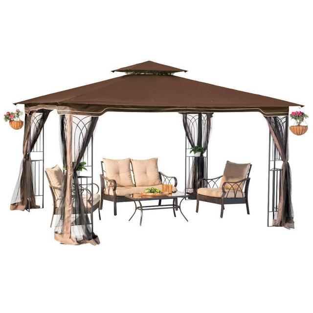 Sunjoy L-GZ798PST-E Regency II Gazebo with Mosquito Netting